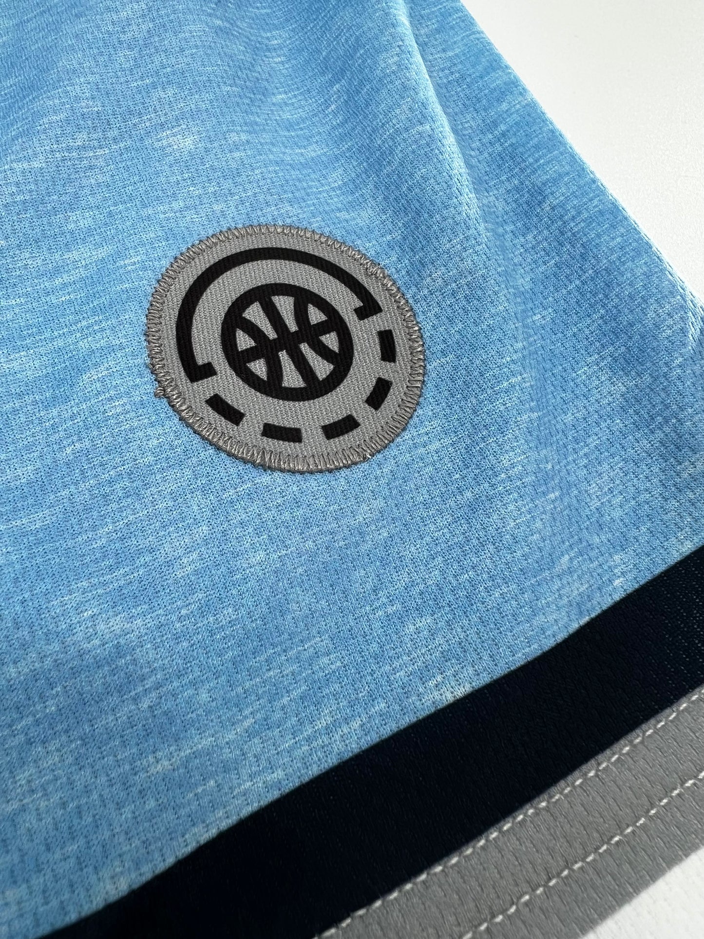 Shirts & Skins OG Stripe Heather Short (Carolina Heather/Navy/Grey) Close-up