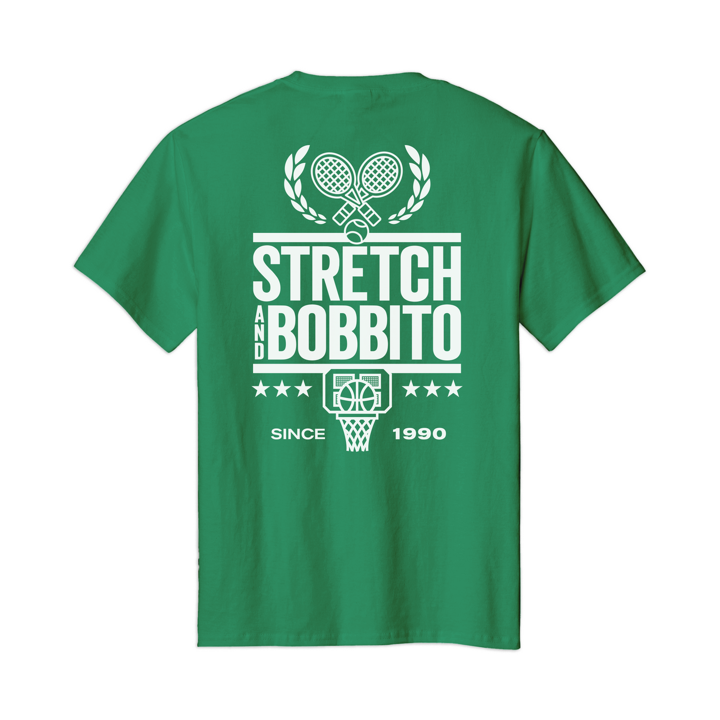 Stretch and Bobbito Got’Chu Open Court Tee in Money Green Back