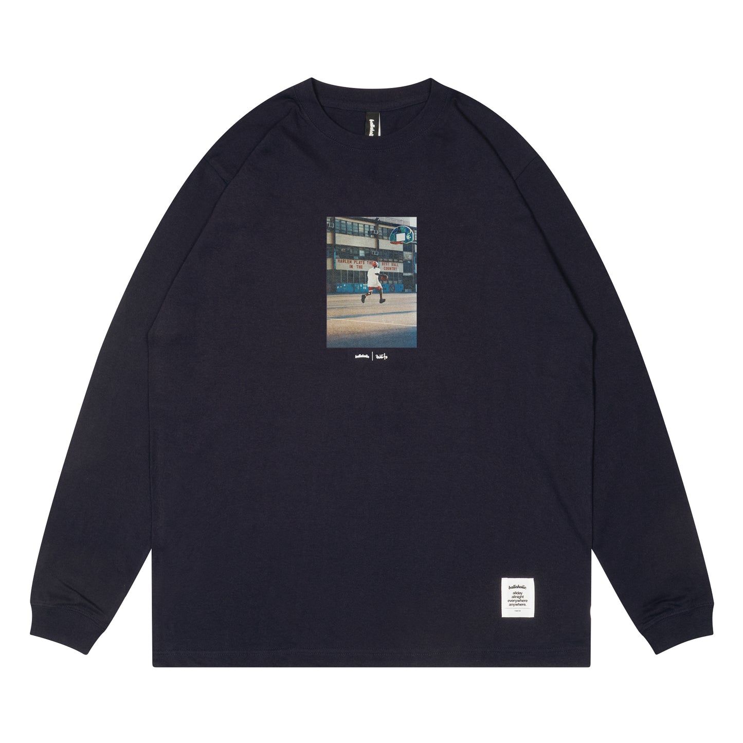 Bobbito x ballaholic Photo Long Tee -Harlem USA- (navy)