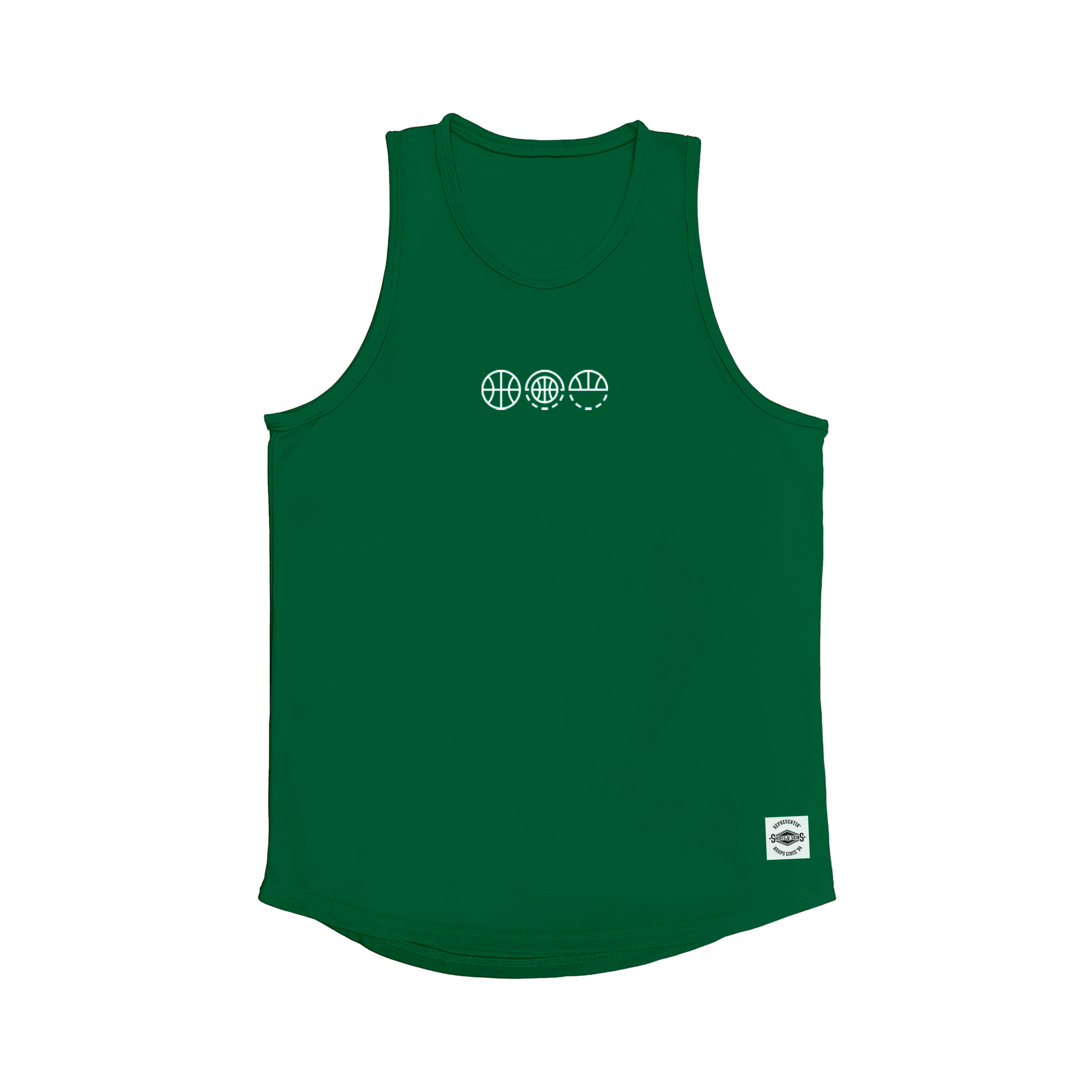 Shirts & Skins Basketball Hoop Icons Core Tank-Top (Dark Green)