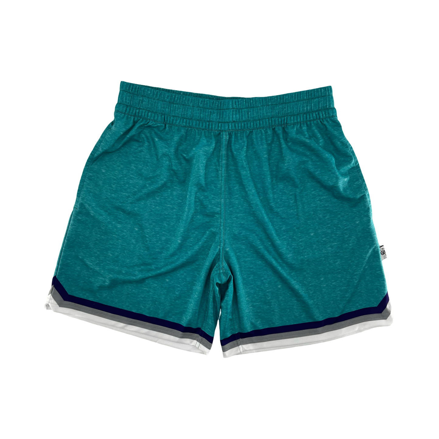 Shirts & Skins OG Stripe Heather Short (Teal Heather/Purple/Grey) Front