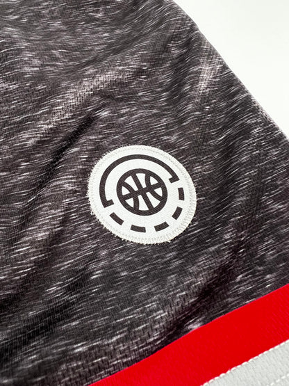 Shirts & Skins OG Stripe Heather Short (Black Heather/Red/Grey) Closeup