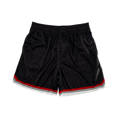 Shirts & Skins OG Stripe Heather Short (Black Heather/Red/Grey) Front