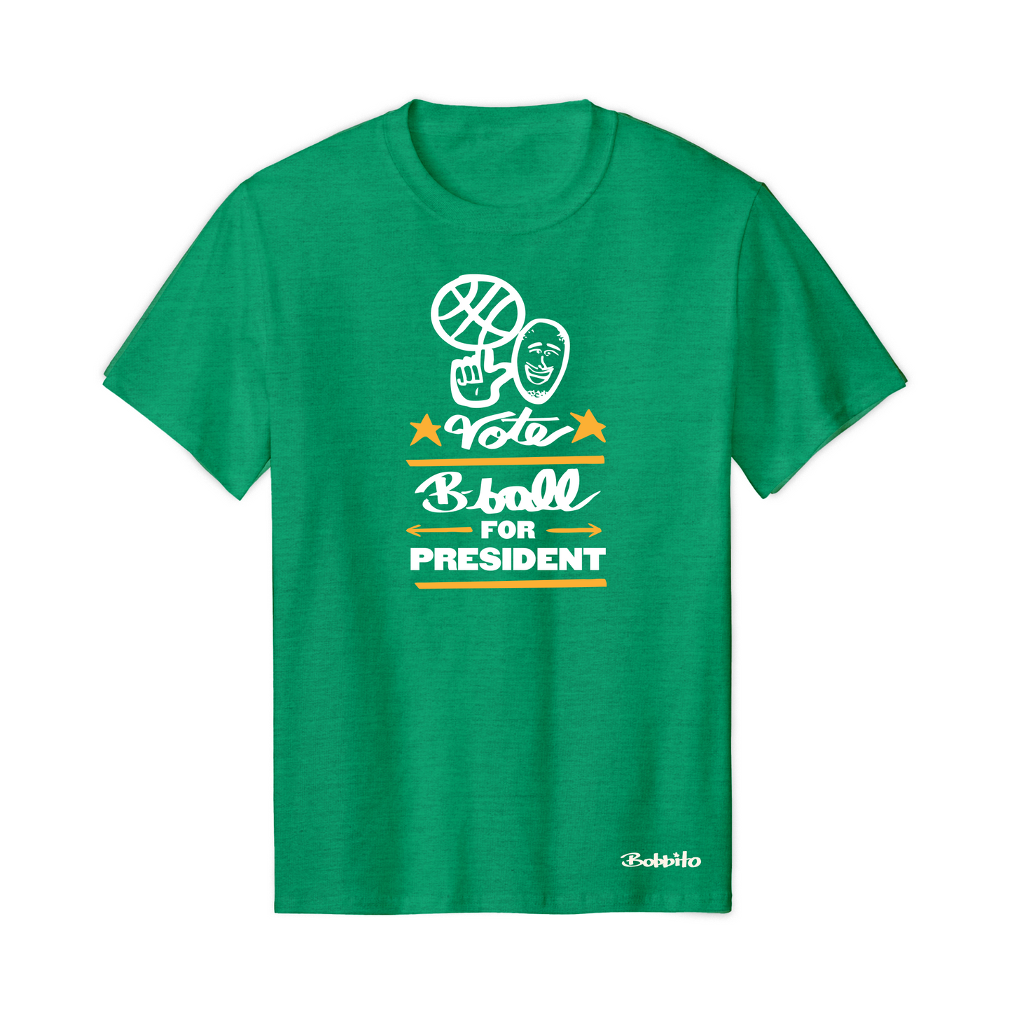 Vote B-Ball for President Tee (Heather Kelly Green) Front